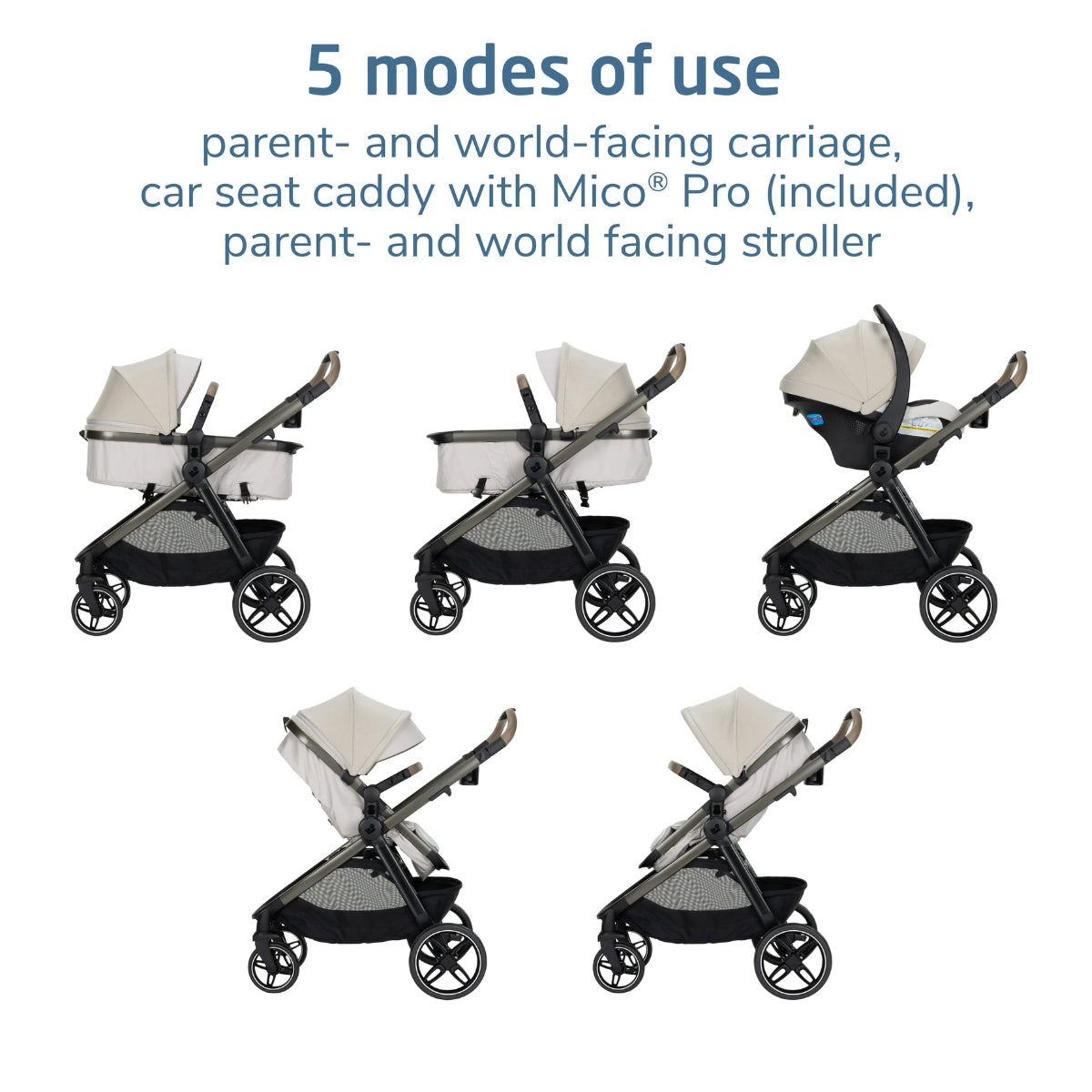 Maxi Cosi Zelia Pro 5-in-1 Modular Travel System - Classic Oat