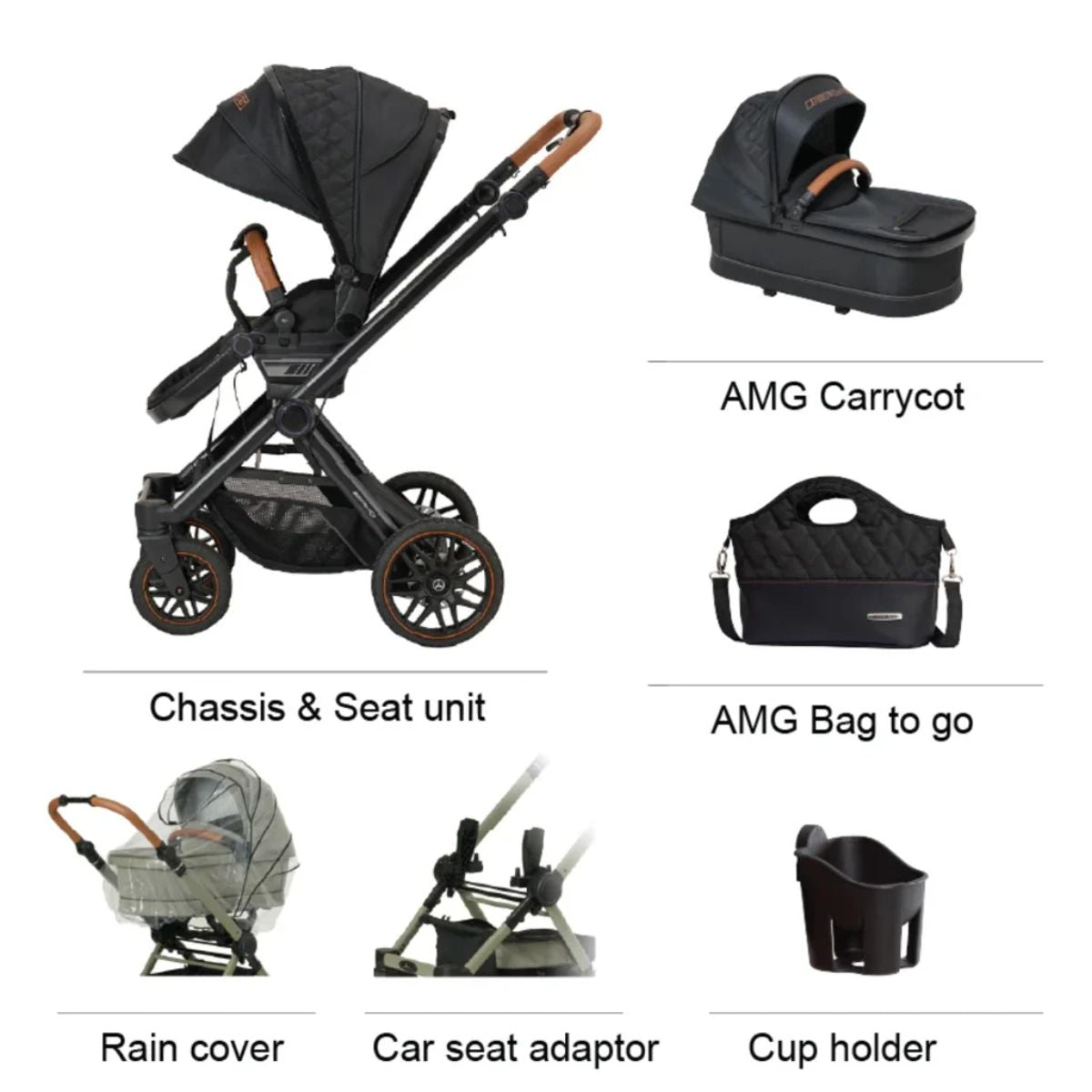 Carrinho De Bebê Travel System Mercedes-Benz AMG GT² Siena Braun