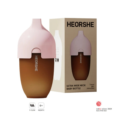 HEORSHE Ultra Wide Neck Baby Bottle 8 OZ -Pink