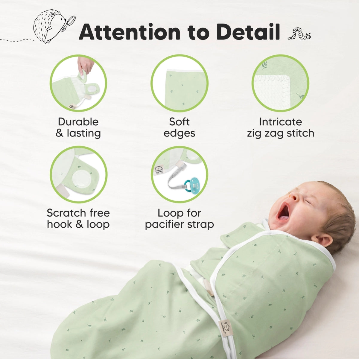 KeaBabies 3pk Soothe Baby Swaddles 0-3 Months, Sleep Sack for Newborns Bunnies