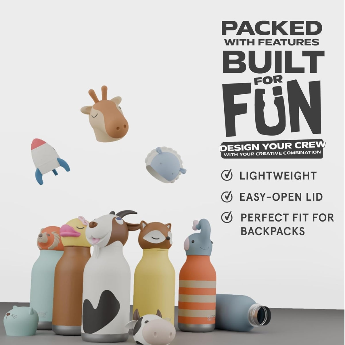 Asobu - Stainless Steel Bottle Silicone Head Fox