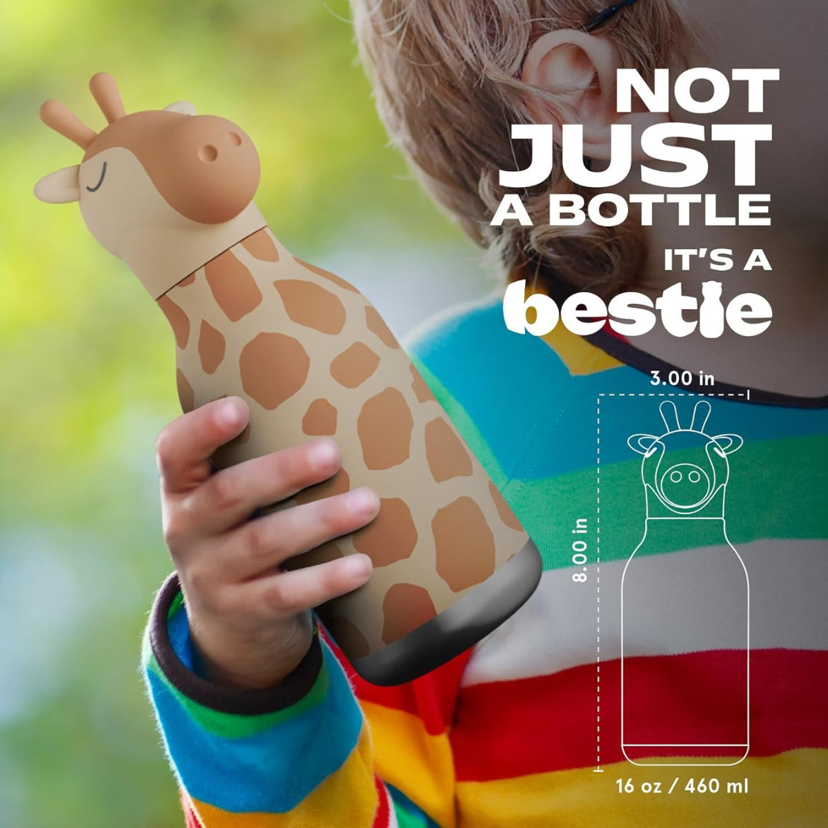 Asobu - Stainless Steel Bottle Silicone Head Giraffe