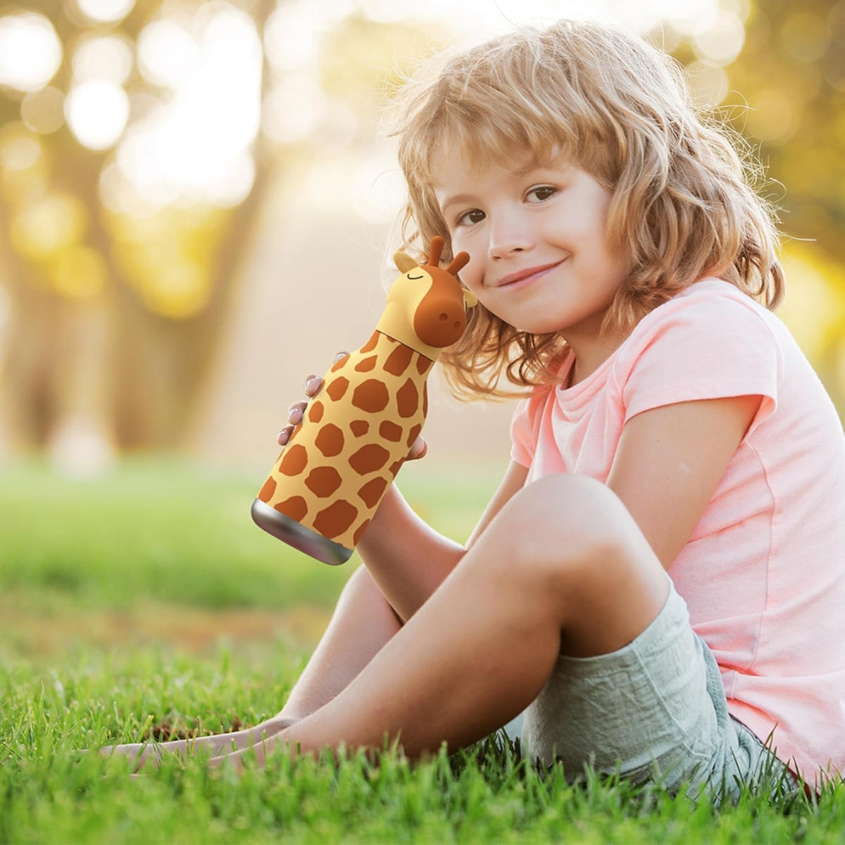 Asobu - Stainless Steel Bottle Silicone Head Giraffe