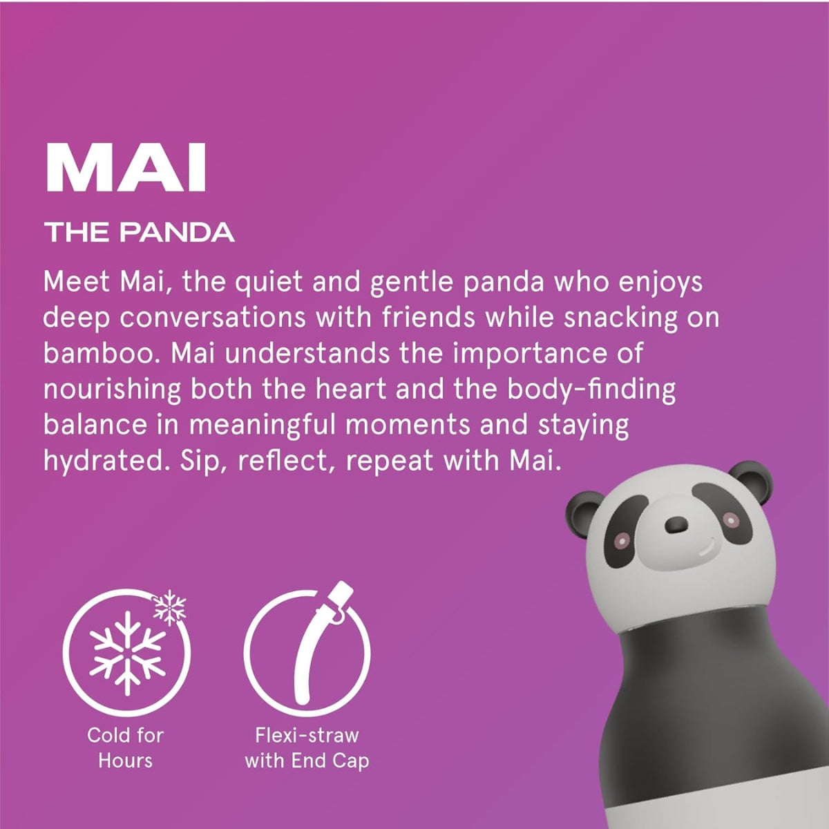 Asobu - Stainless Steel Bottle Silicone Head Panda