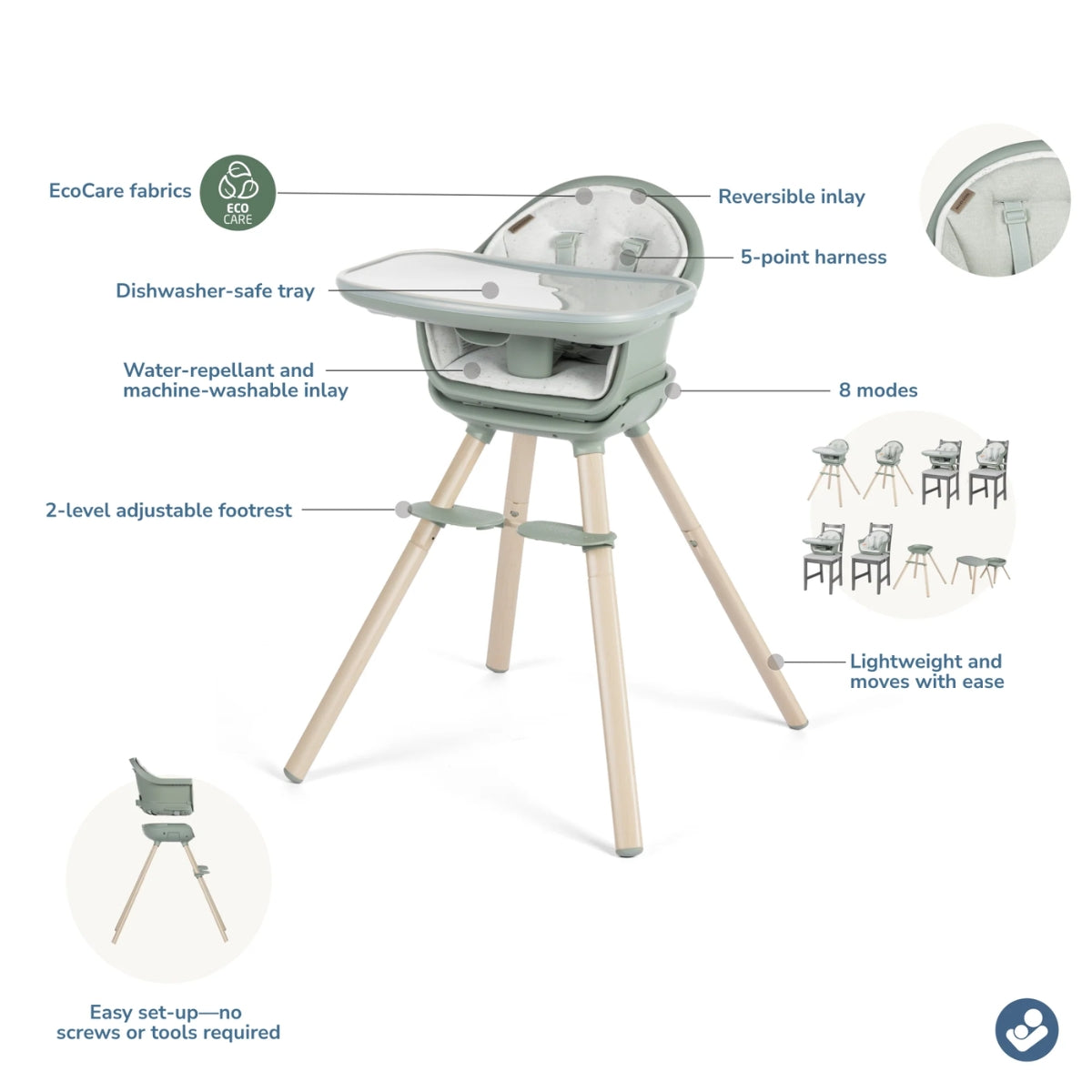 Maxi-Cosi Moa 8-in-1 High Chair - Classic Oat