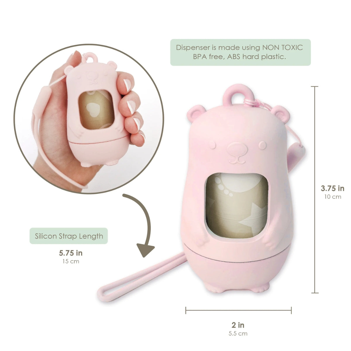 Saco de fraldas Descartáveis Moodie Teddy Bear Rosie Pink
