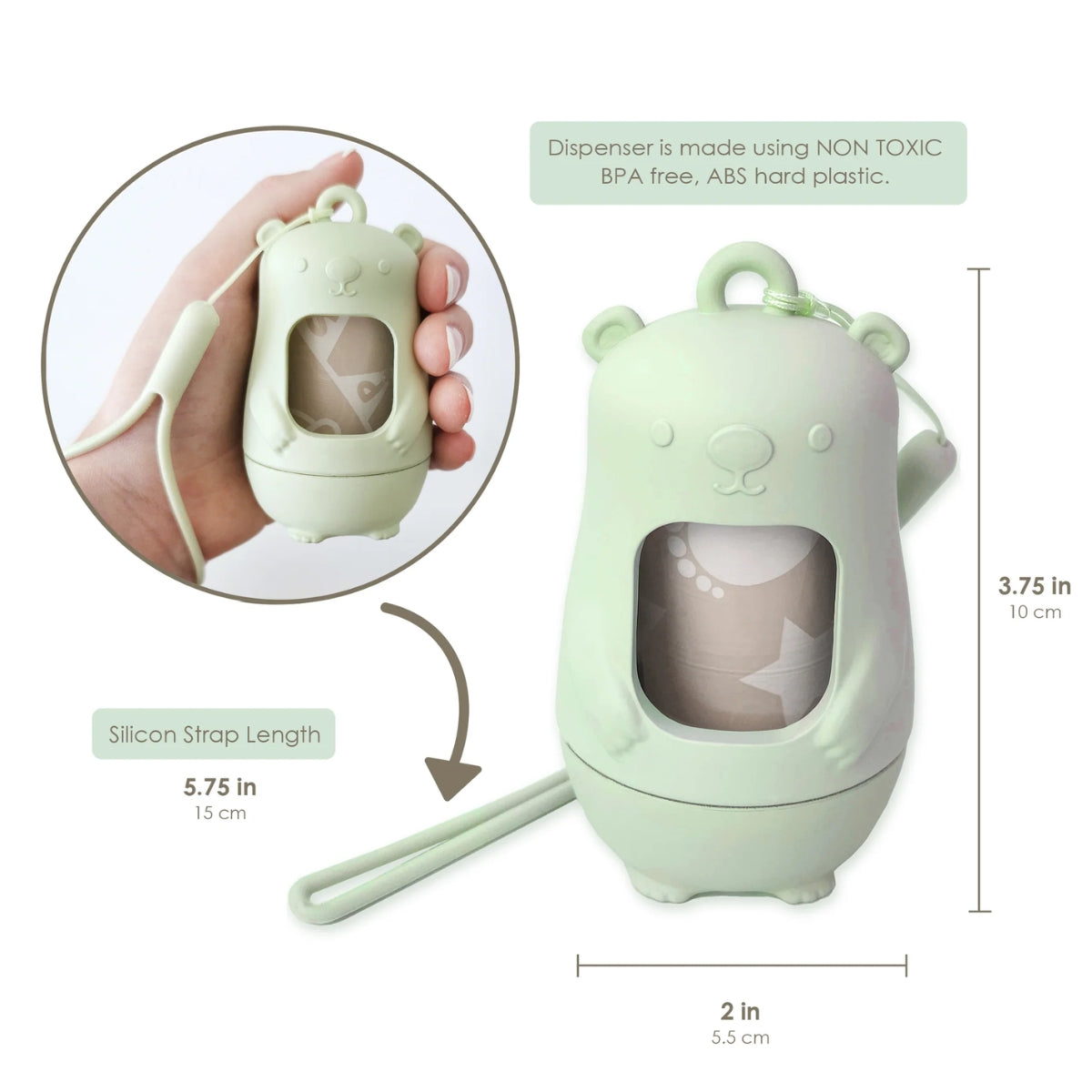 Saco de fraldas Descartáveis Moodie Teddy Bear SAGE GREEN