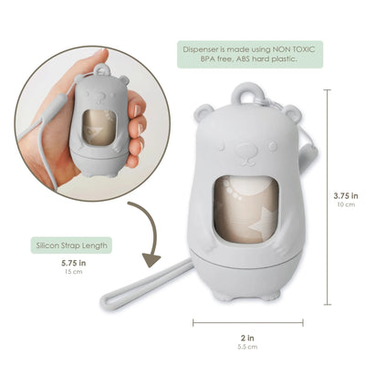 Moodie Teddy Bear Disposable Diaper Bag Dispenser | CLOUDY GREY