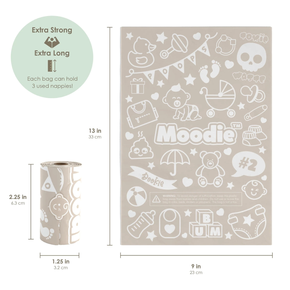 Saco de fraldas Descartáveis e Refil Moodie Teddy Bear Vanilla Dream