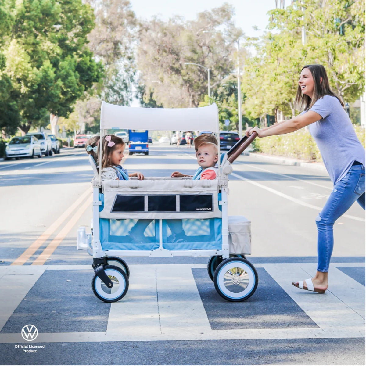 Wonderfold VW4 Edition Quad Stroller in Bondi Blue