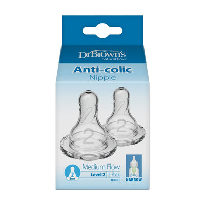 Dr. Brown's Level 2 Silicone Narrow Nipple - 2 Pack