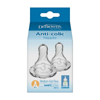 Dr. Brown's Level 3 Silicone Narrow Nipple - 2 Pack