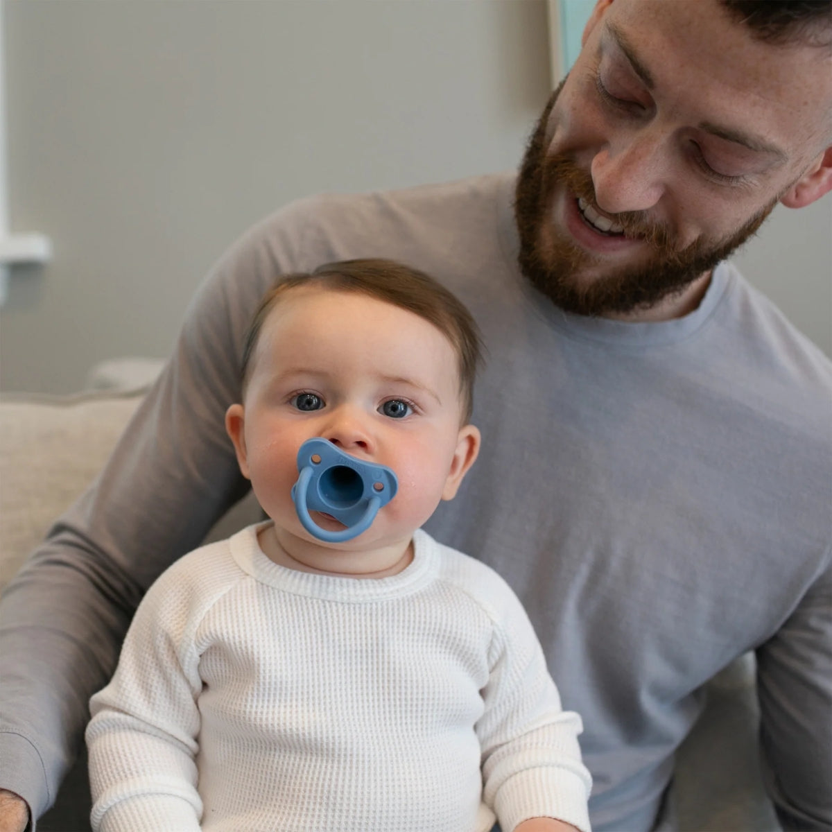 Chupeta HappyPaci 100% silicone Dr. Brown's - 0-6 meses - pacote com 3 - Azul/Branco/Azul claro