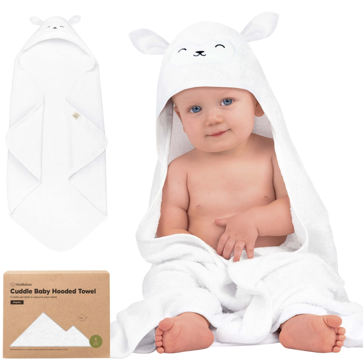 Toalha com capuz Cuddle Baby Keababies - Cordeiro
