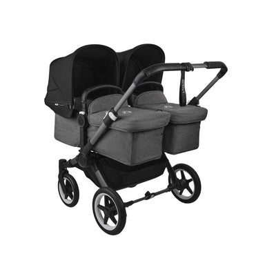 Carrinho de bebê duplo Bugaboo Donkey 5 - Midnight Black Canopy/Grey Melange /Graphite Chassis