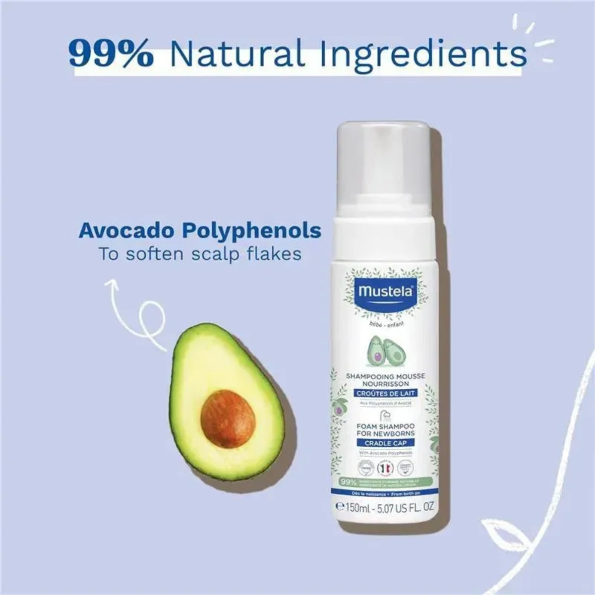 Mustela - Shampoo Espuma Bebê para Recém-Nascidos, 5Oz