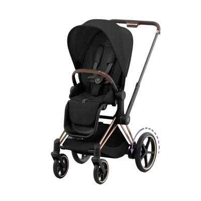 Carrinho de Bebê Cybex E-Priam 2 - Estrutura em Rose Gold/Brown e Assento Sepia Black