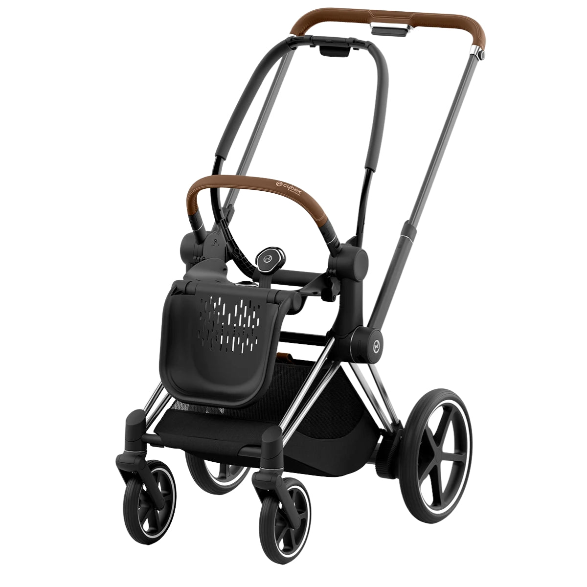 Cybex ePriam 2 Electronic Assist Stroller Frame - Chrome / Brown