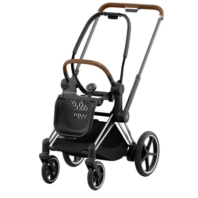 Cybex ePriam 2 Electronic Assist Stroller Frame - Chrome / Brown
