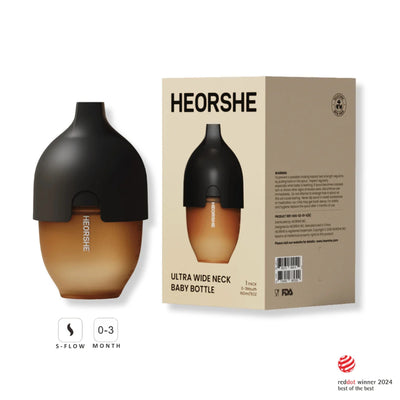 HEORSHE Ultra Wide Neck Baby Bottle 5 OZ - Black