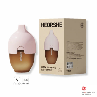HEORSHE Ultra Wide Neck Baby Bottle 5 OZ - Pink