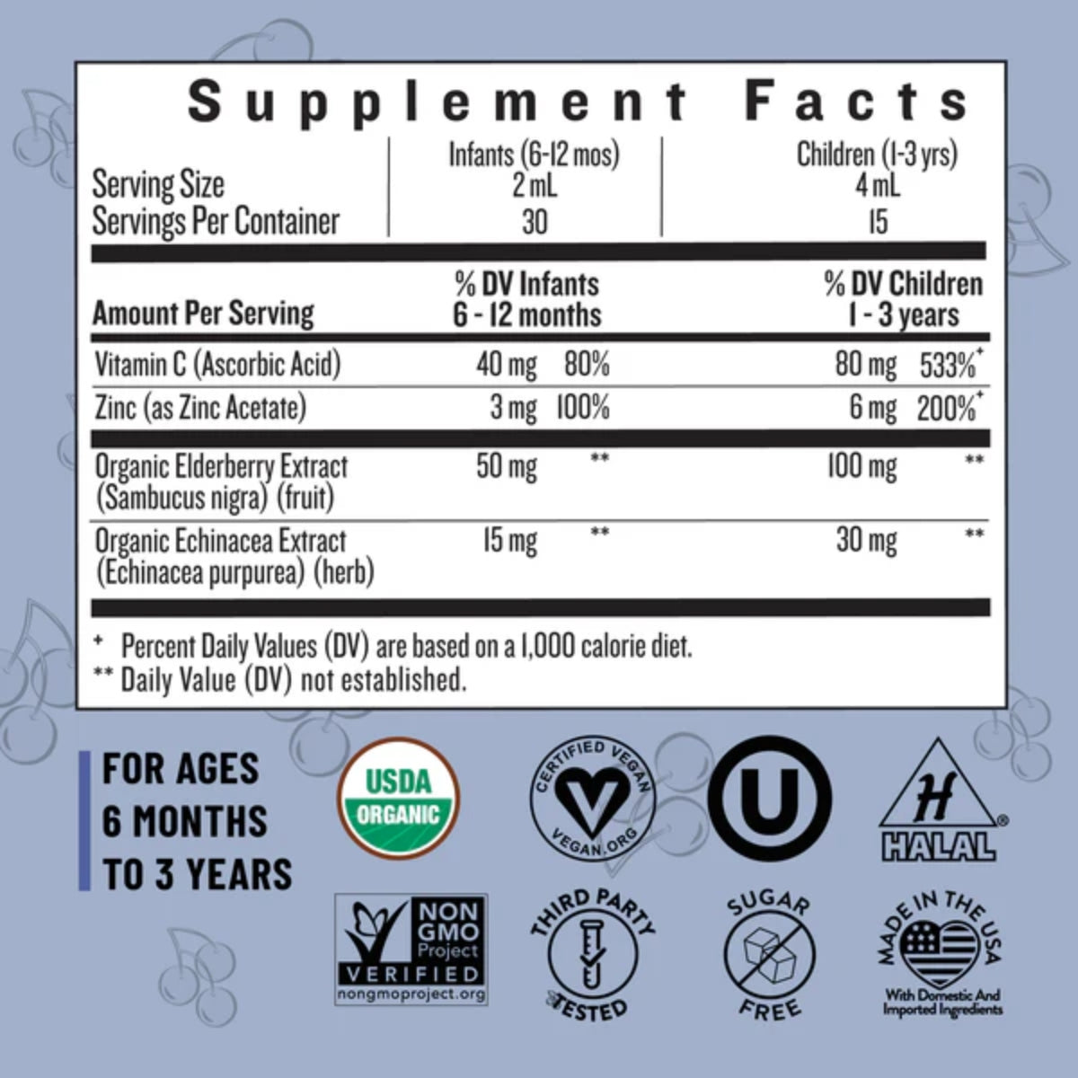 Suplemento de Vitamina Orgânico Infantil Legendairy Milk Gotas de Sabugueiro