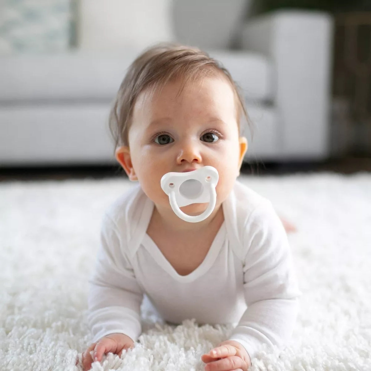 Chupeta HappyPaci 100% silicone Dr. Brown's - 0-6 meses - pacote com 3 - Azul/Branco/Azul claro