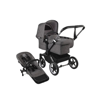 Donkey 5 Mono BassinetBugaboo and Seat - All Grey Melange/Black Chassis