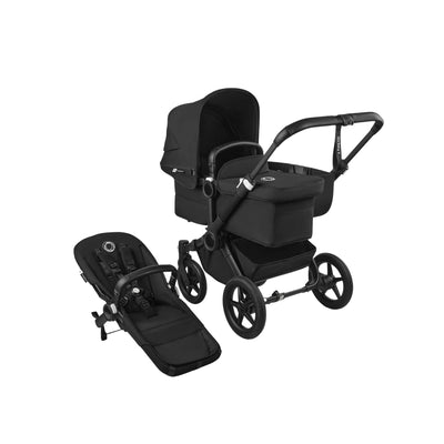 Bugaboo Donkey 5 Mono berço e assento para carrinho - Capota solar preta meia-noite, tecidos pretos meia-noite, chassi preto
