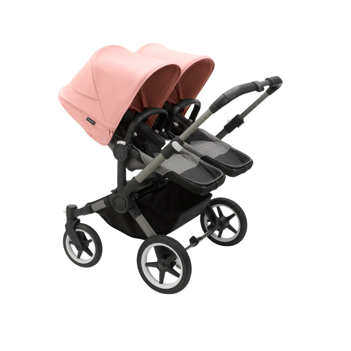 Carrinho de bebê duplo Bugaboo Donkey 5 - Morning Pink Canopy/Grey Melange/Graphite Chassis