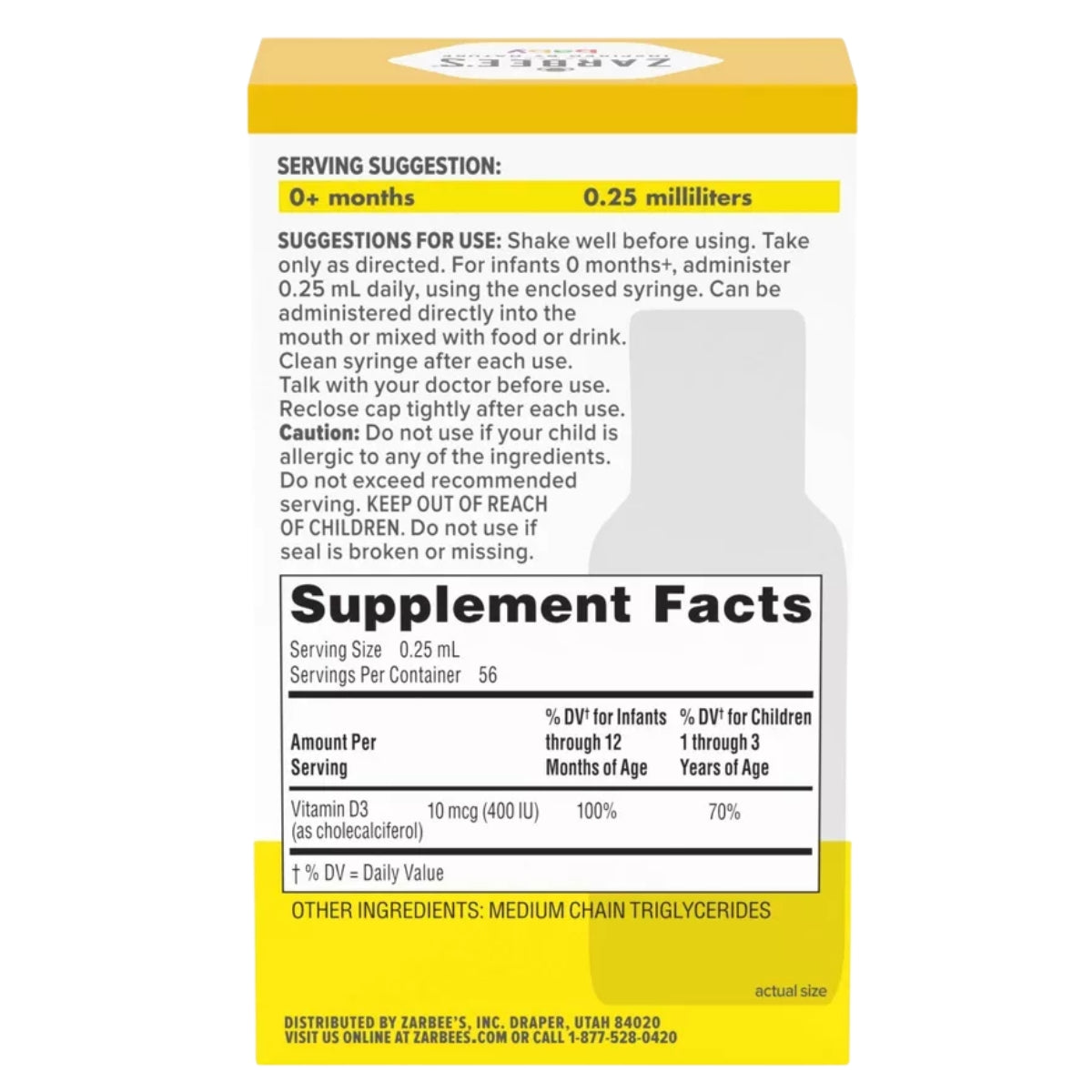Suplemento de Vitamina D Infantil Zarbee's 0M+