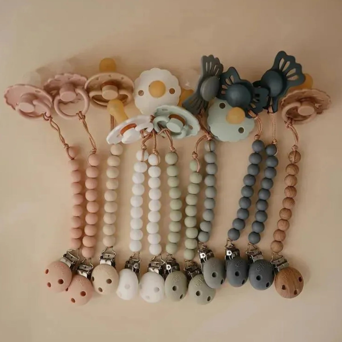 Prendedor De Chupeta Infantil Mushie Hera Faux Wood