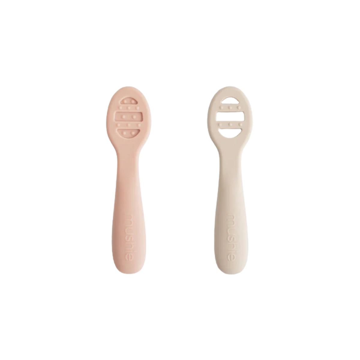 Kit de Colheres Iniciais Para Bebês Mushie - Blush/Shifting Sand