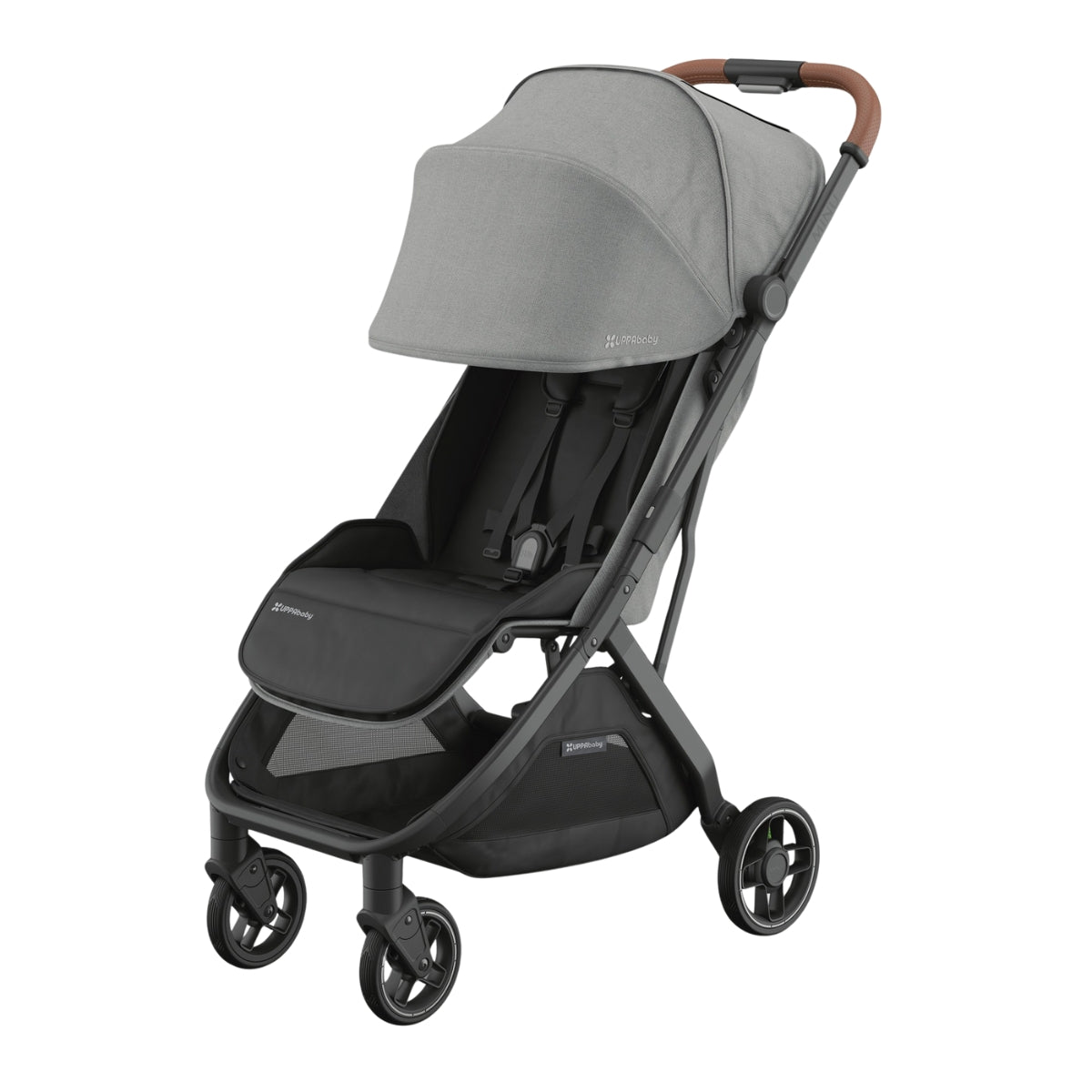 Carrinho Compacto UPPAbaby Minu V3 - Greyson (Carvão Melange / Quadro de Carbono / Couro de Sela)