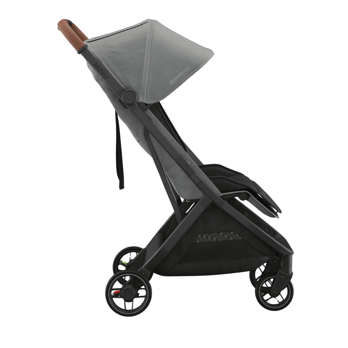 Carrinho Compacto UPPAbaby Minu V3 - Greyson (Carvão Melange / Quadro de Carbono / Couro de Sela)