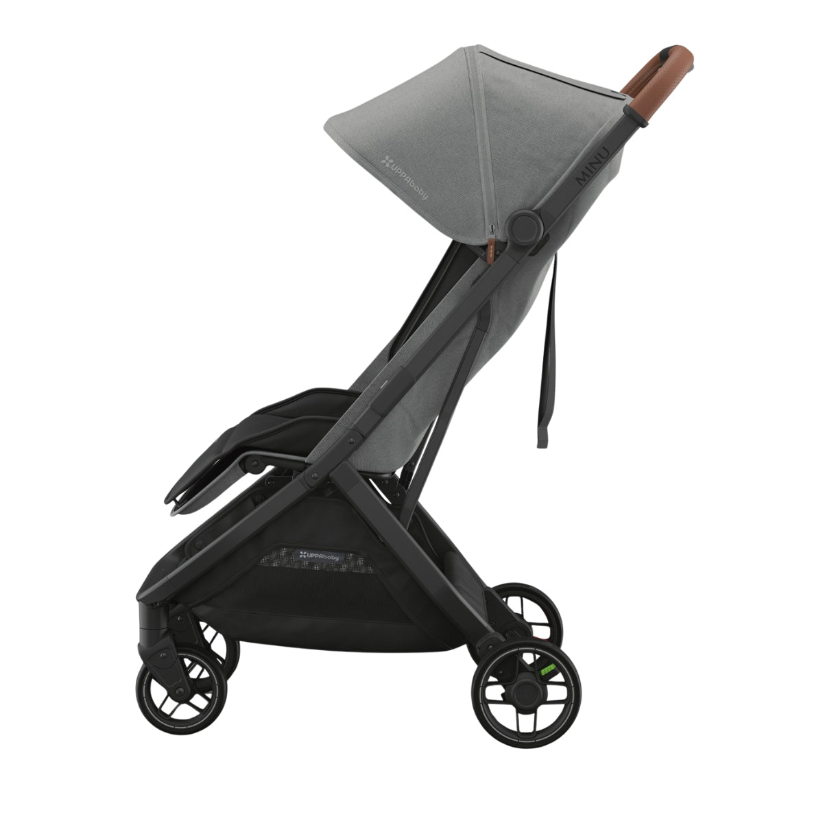 Carrinho Compacto UPPAbaby Minu V3 - Greyson (Carvão Melange / Quadro de Carbono / Couro de Sela)