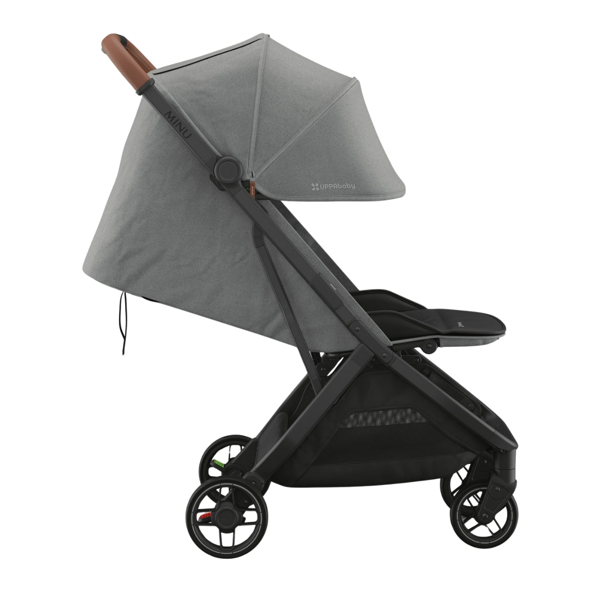 Carrinho Compacto UPPAbaby Minu V3 - Greyson (Carvão Melange / Quadro de Carbono / Couro de Sela)