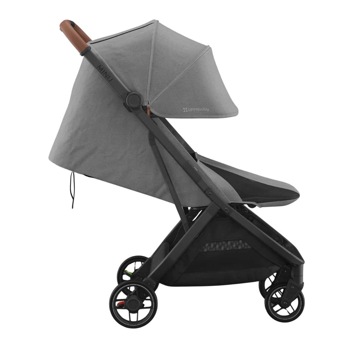 Carrinho Compacto UPPAbaby Minu V3 - Greyson (Carvão Melange / Quadro de Carbono / Couro de Sela)