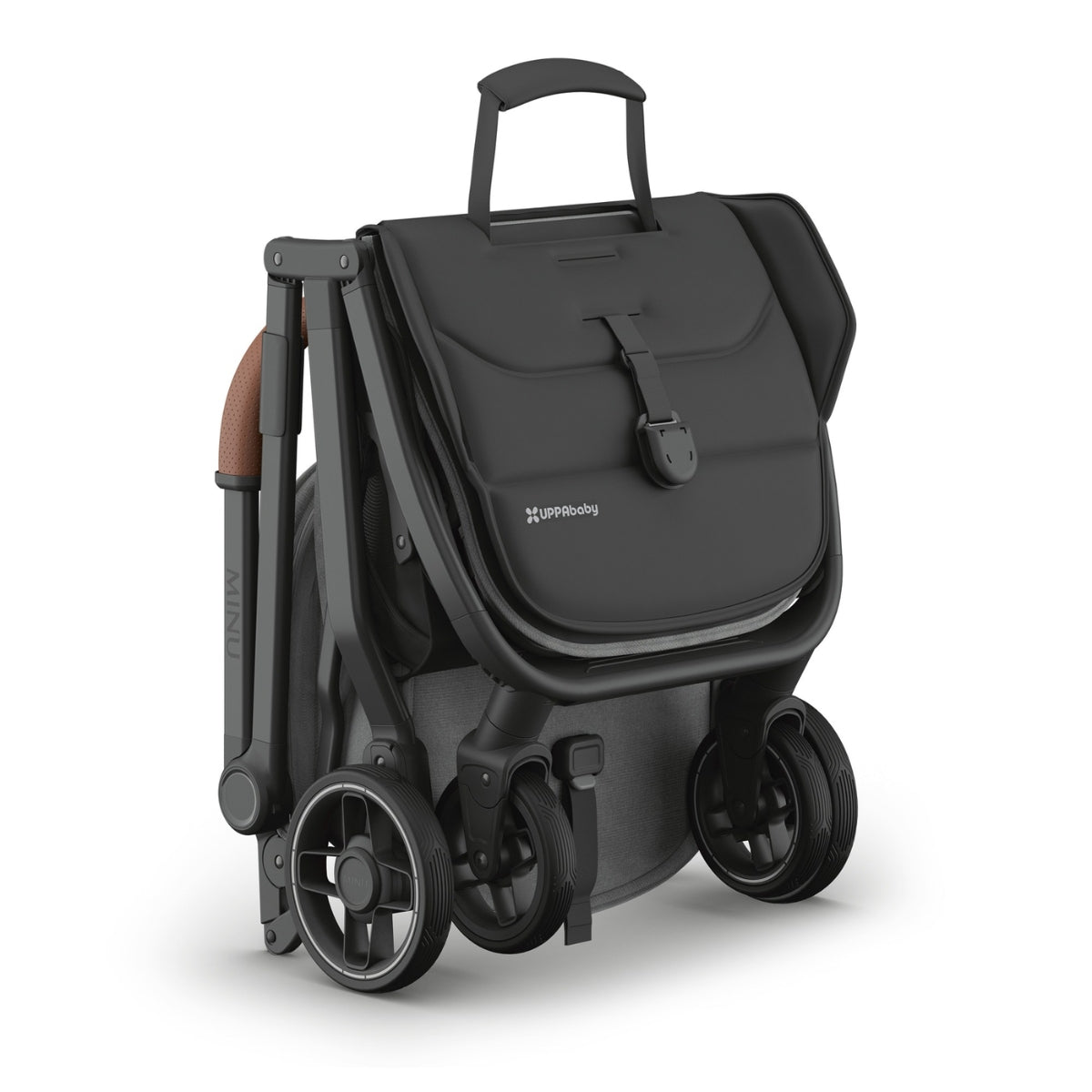 Carrinho Compacto UPPAbaby Minu V3 - Greyson (Carvão Melange / Quadro de Carbono / Couro de Sela)