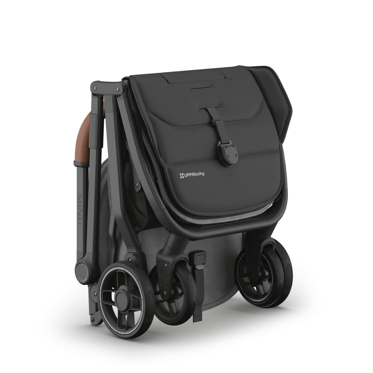 Carrinho Compacto UPPAbaby Minu V3 - Greyson (Carvão Melange / Quadro de Carbono / Couro de Sela)