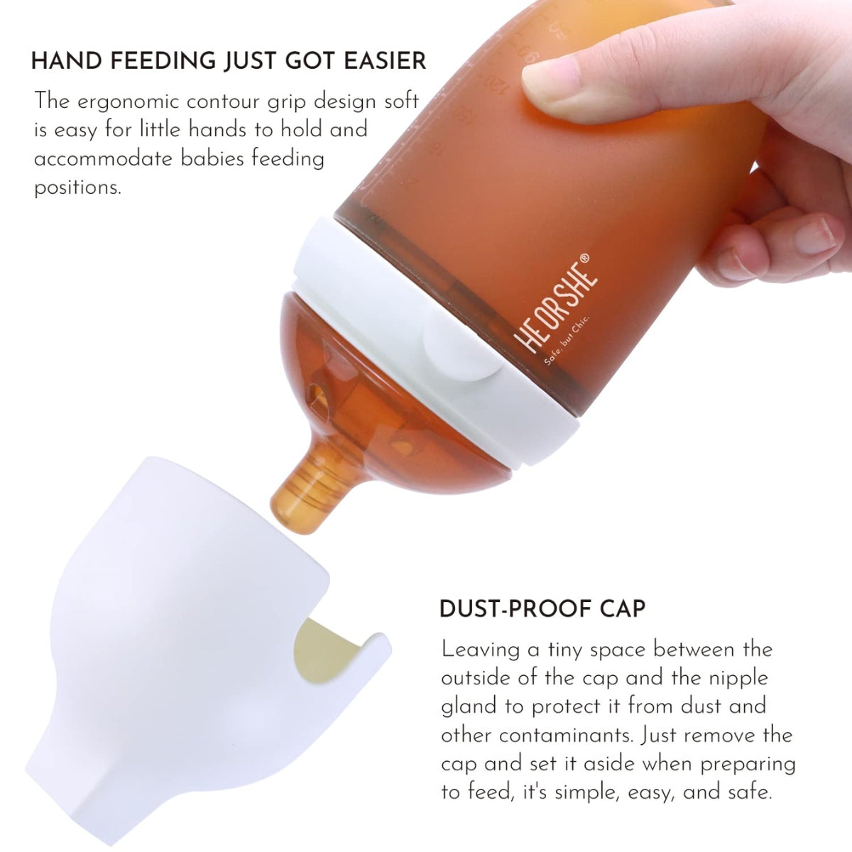HEORSHE Ultra Wide Neck Baby Bottle 5 OZ - White