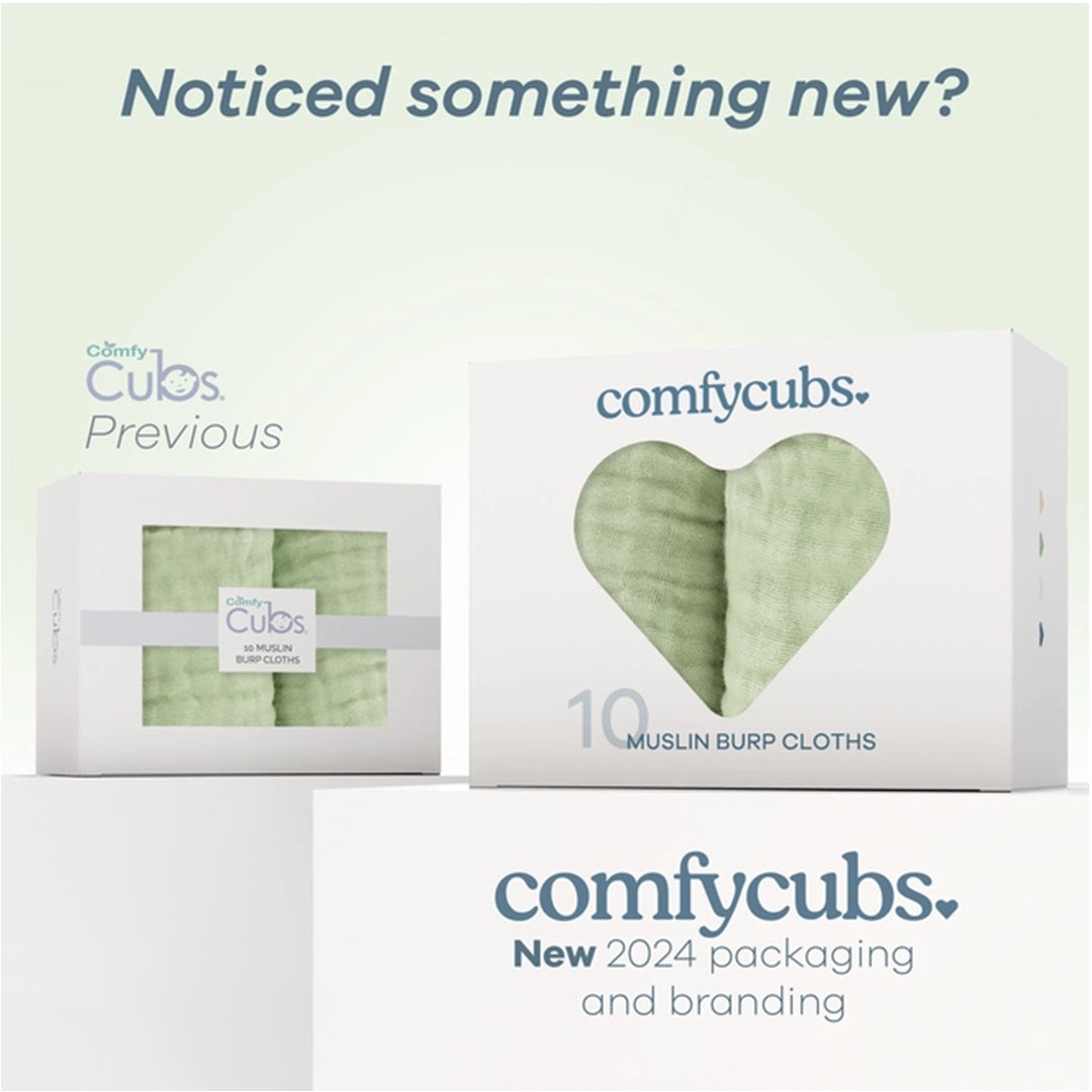 Pacote com 6 paninhos de musselina Comfy Cubs Burp - Sage