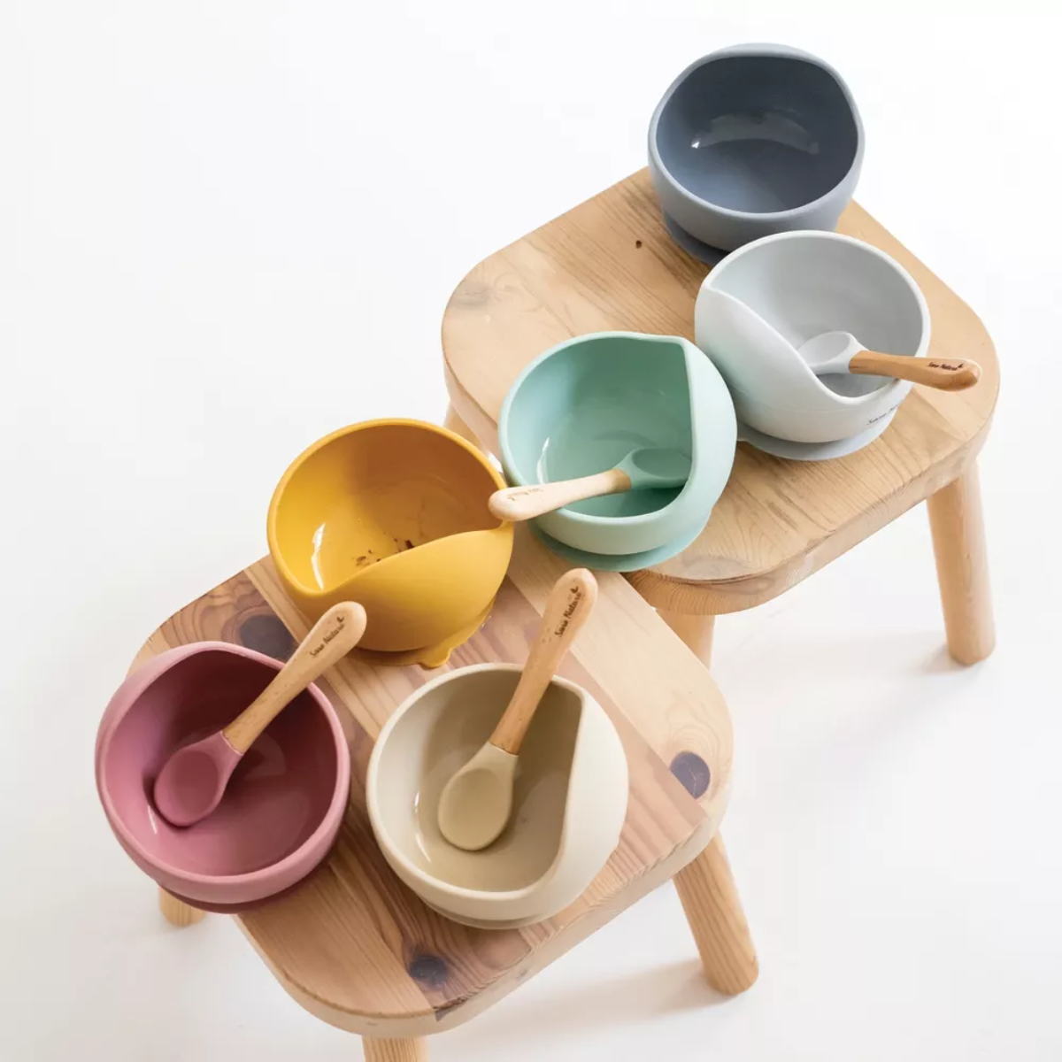 Saro Nordic Wave Bowl Feeding Set - Glacier Grey