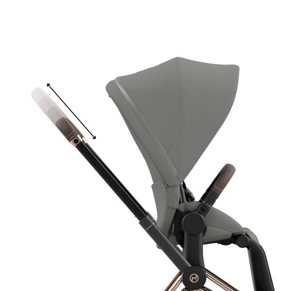 Cybex E-Priam 2 Stroller - Rose Gold/Brown Frame and Soho Grey Seat Pack