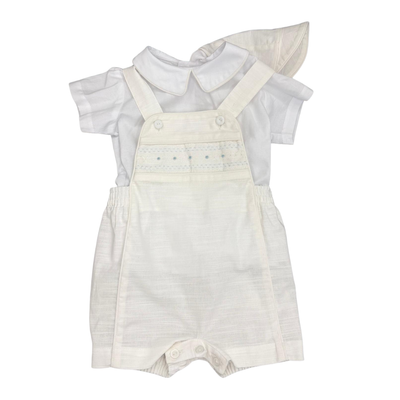 Smocked Baby Shortall Set - Off White