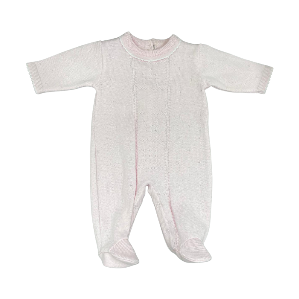 Knitted Baby Romper -Pastel Pink on Luna Baby Store Miami