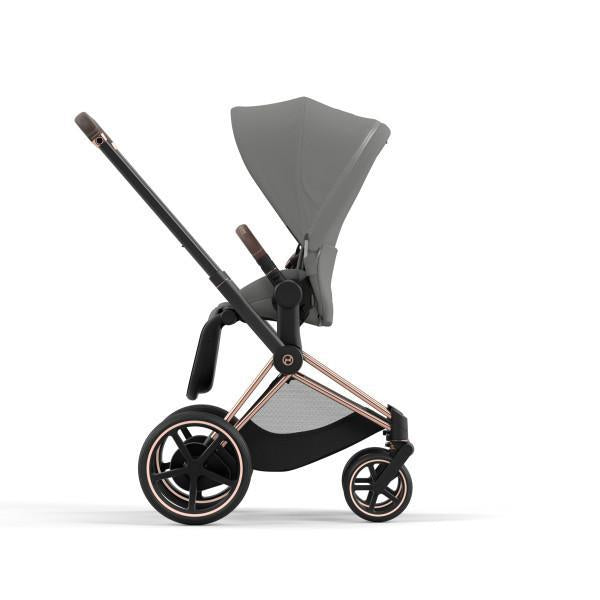 Cybex E-Priam 2 Stroller - Rose Gold/Brown Frame and Soho Grey Seat Pack