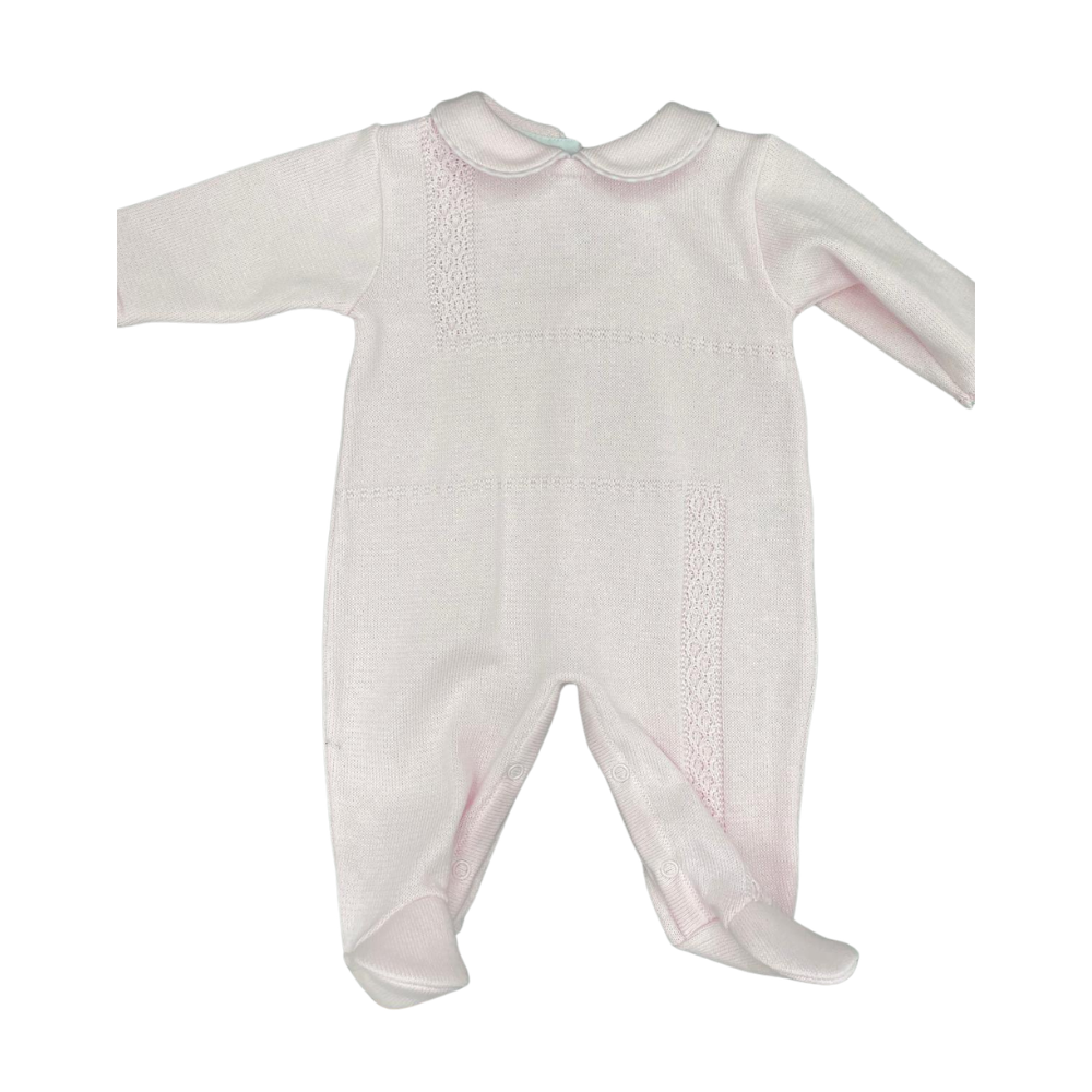 Knitted Jumpsuit With a Round Neck - Pink