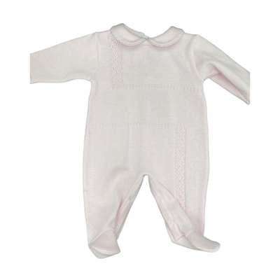 Knitted Jumpsuit With a Round Neck - Pink