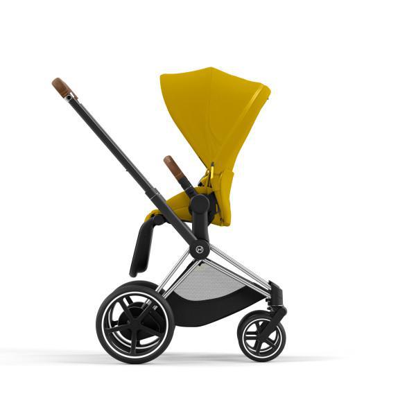 Cybex E-Priam 2 Stroller - Chrome/Brown Frame and Mustard Yellow Seat Pack